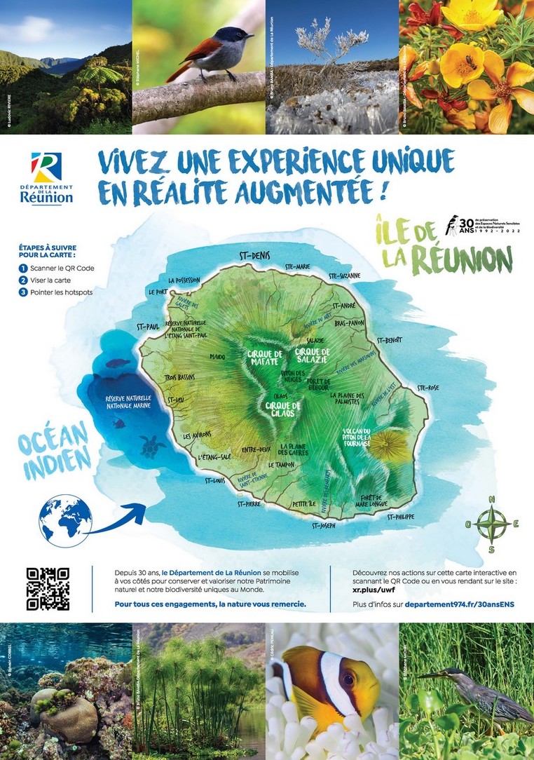 carte des espaces naturels de La Réunion