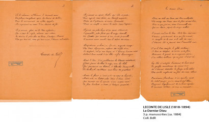 LECONTE DE LISLE (1818-1894) Le Dernier Dieu, 3 pages manuscrites